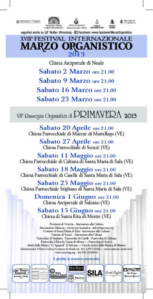 XVIII Festival Marzo Organistico 2013