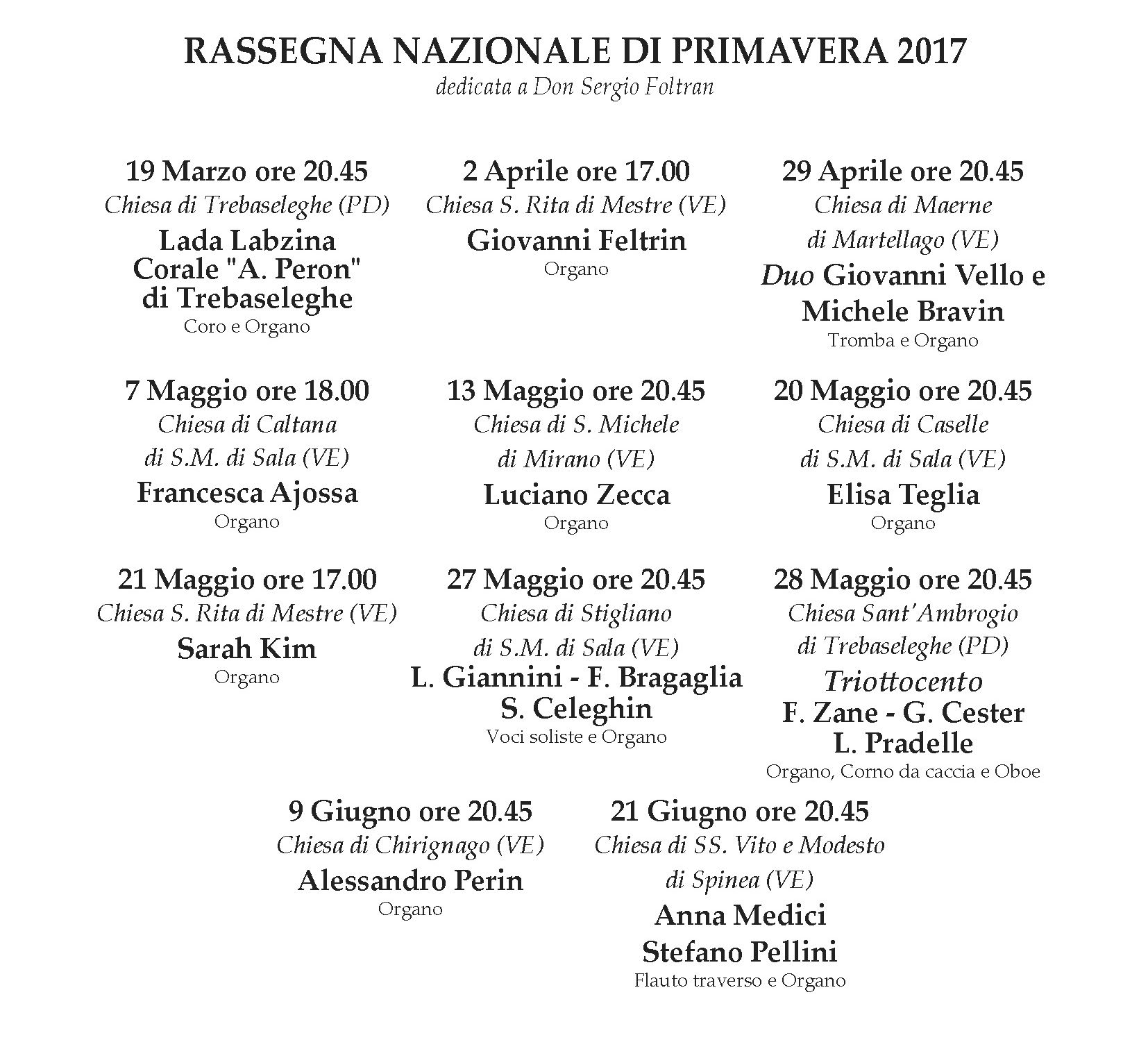 Al momento stai visualizzando Rassegna Nazionale di Primavera 2017